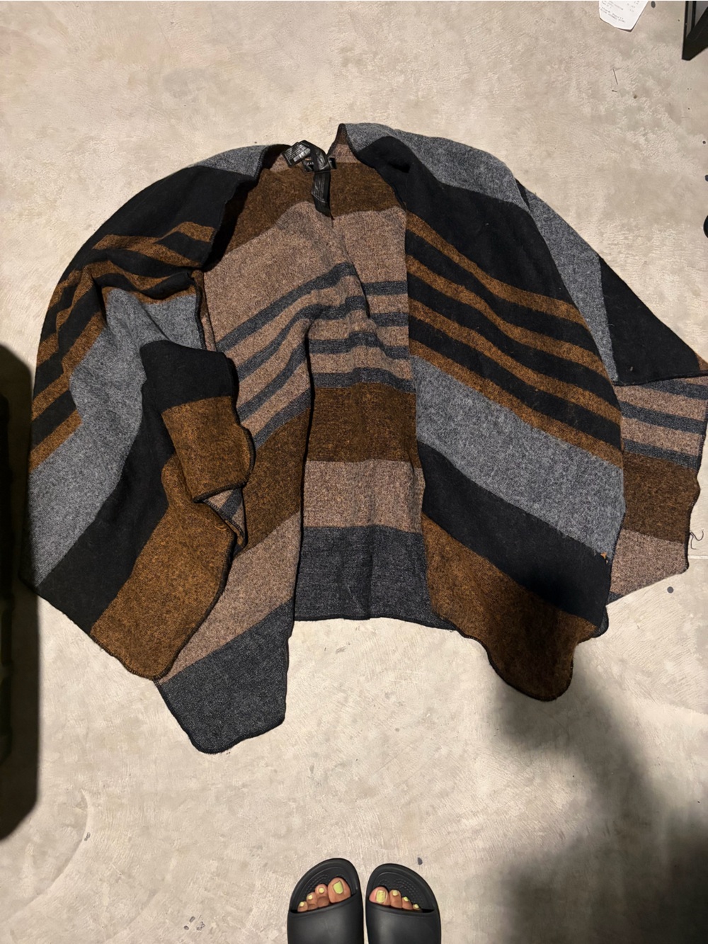 Zara Striped Brown, Gray & Black Knit Shawl